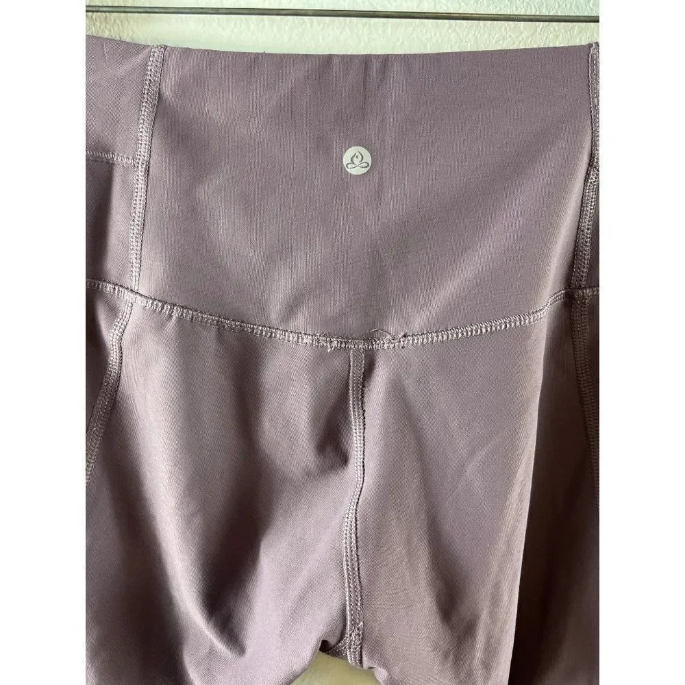 Apana Mesh Mid-Rise Cropped Leggings Size Small Purple Stretch Athletic Yoga